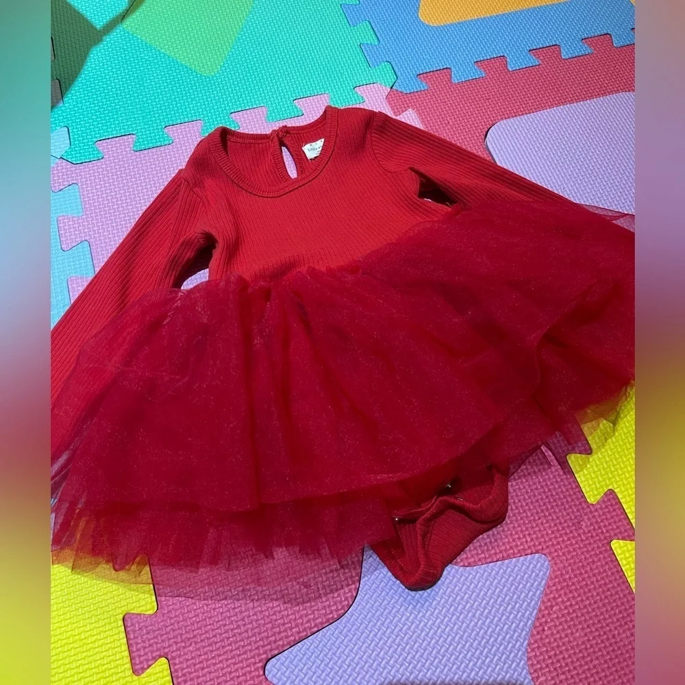 Little Earth Red Ribbed Baby Top